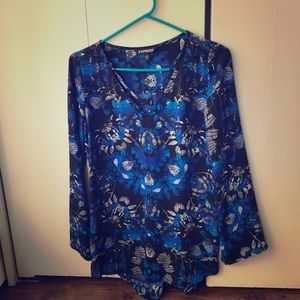 Floral Tunic Mini Dress criss cross neck NWOT